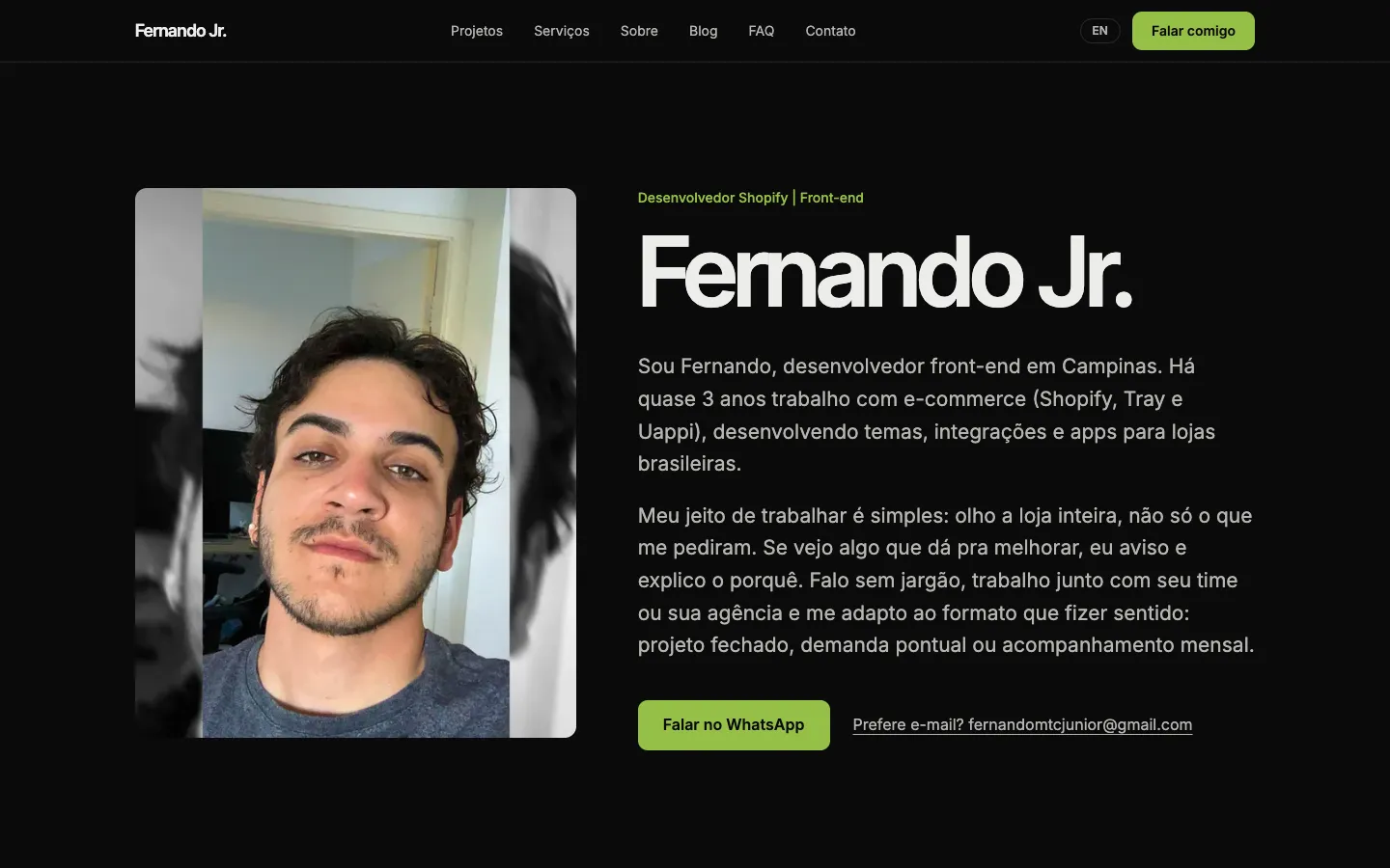 Hero de uma seção de sobre